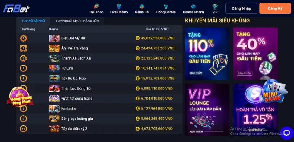 Hoàn trả không giới hạn Vnew88